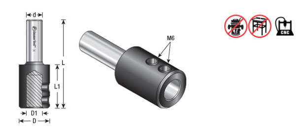 Amana Tool CNC 10mm Boring Adapter 1/4 in Shank 47636