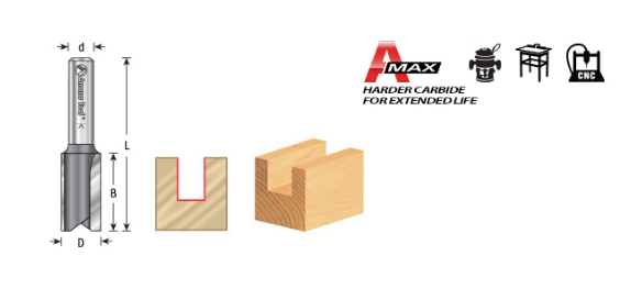 Amana Tool 2FL 1/4 in Dia.x1CLx1/4 in Shank 2-1/2 in OL 45210-01