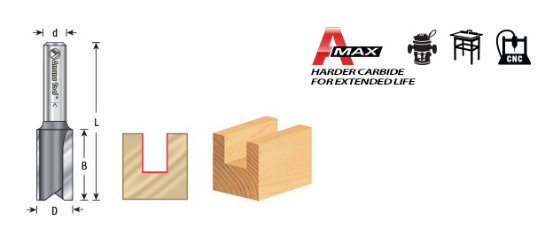 Amana Tool 2FL 19/32 in Dia.x3/4 in CLx1/4 in Shank 45238-01