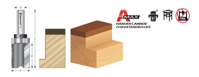 Amana Tool Plunge 3/4 in Dia. Upper BB 1/2 in Shank 45463-S