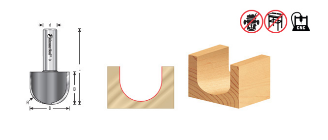 Amana Tool Core Box 1 in Rad. For CNC 45948-CNC