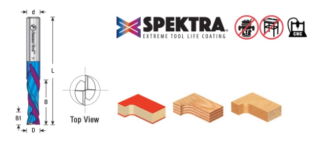 Amana Tool SC. Compression 1/8 Dia., Spektra 46180-K