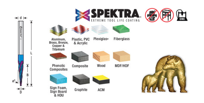 Amana Tool 1/16 Carving 3D Straight, Spektra 46290-K