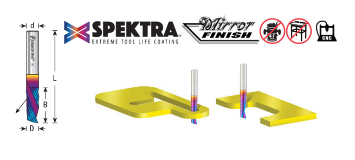 Amana Tool 1/4 in D x 1/4 in Shank Down Cut Plastic, Spektra 51504-K