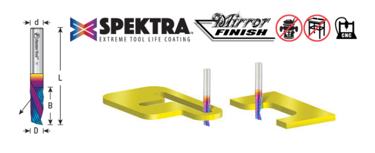 Amana Tool 1/8 in D x 1/4 in Shank Down Cut Plastic, Spektra 51511-K