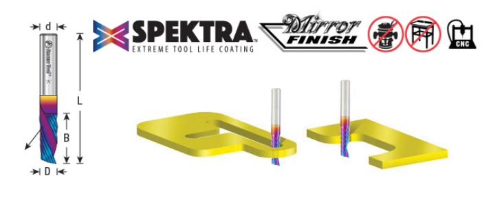 Amana Tool 1/16D x 1/8Shank Down Cut Plastic, Spektra 51515-K