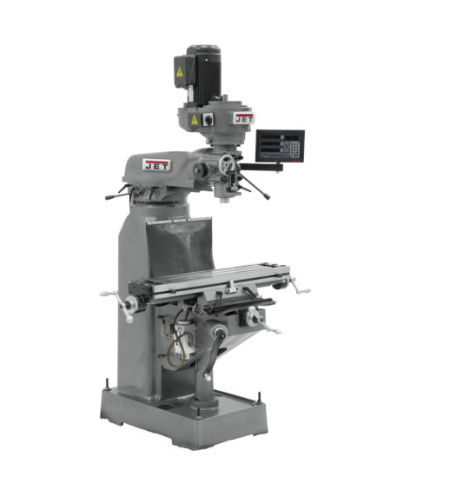 Jet JVM-836-3 Mill With 3-Axis Newall NMS800 DRO (Quill) With X and Y-Axis Powerfeeds 691186