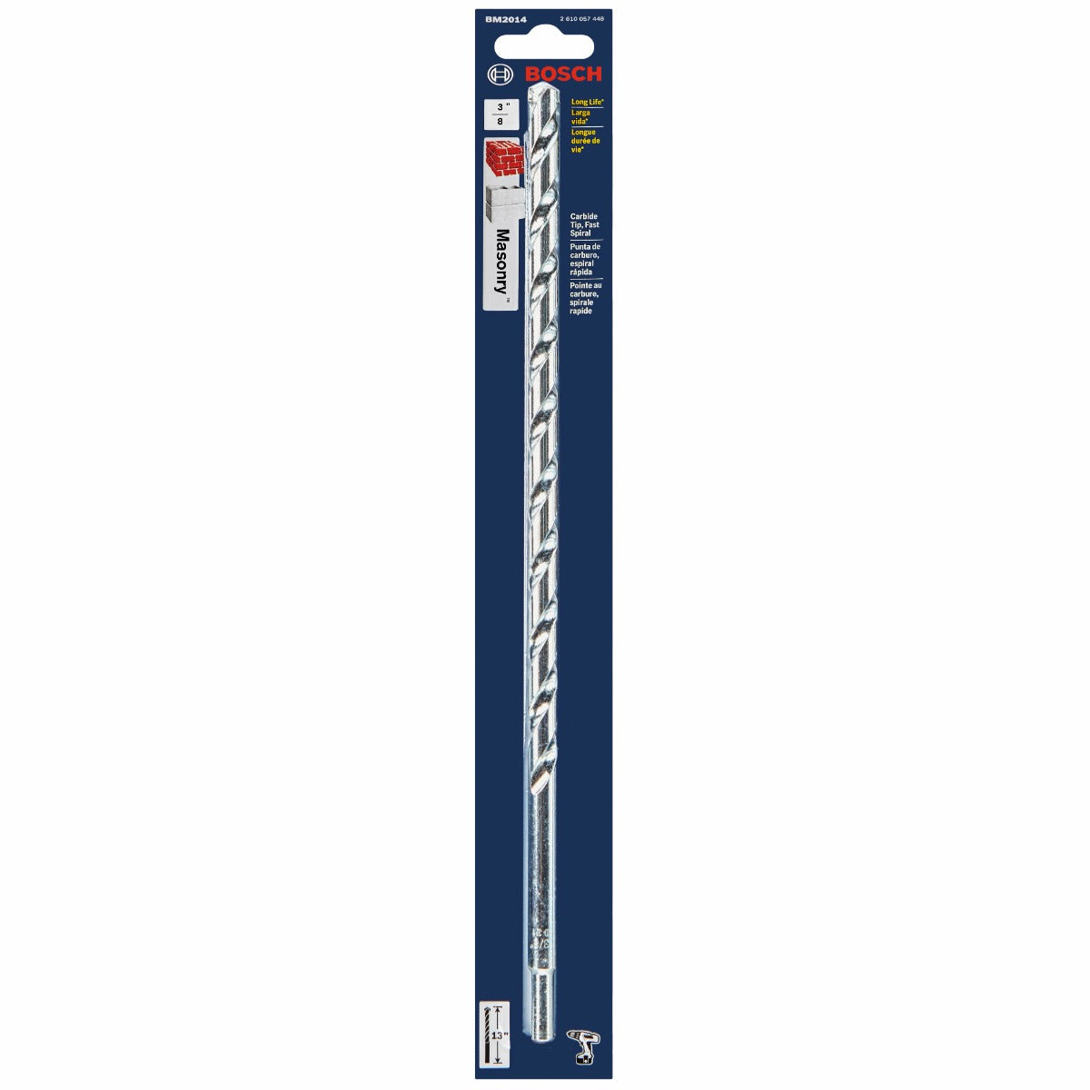 Bosch 3/8 x 11 x 13" Spiral Rotary Masonry Drill Bit BM2014