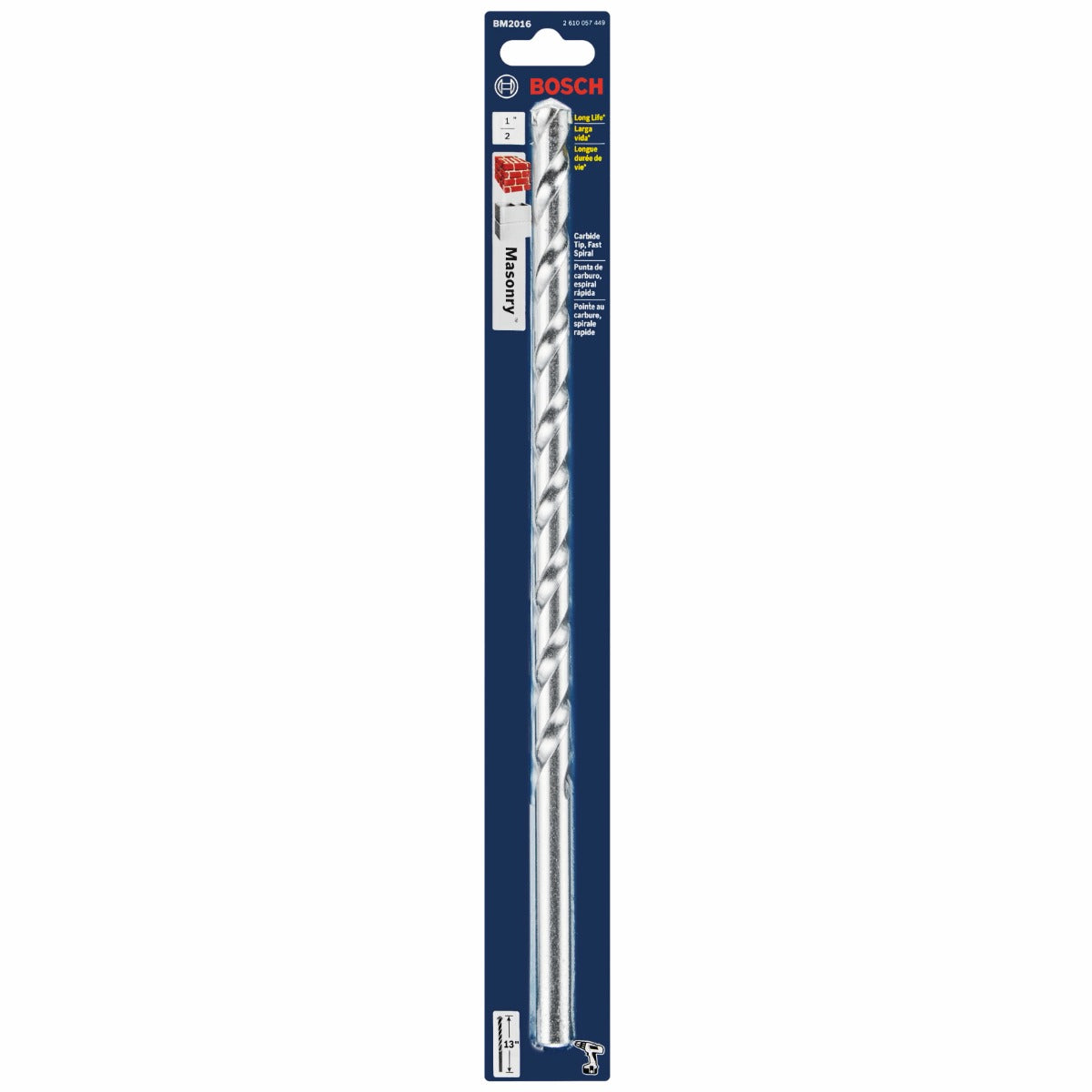 Bosch 1/2 x 11 x 13 in. Fast Spiral Rotary Masonry Drill Bit