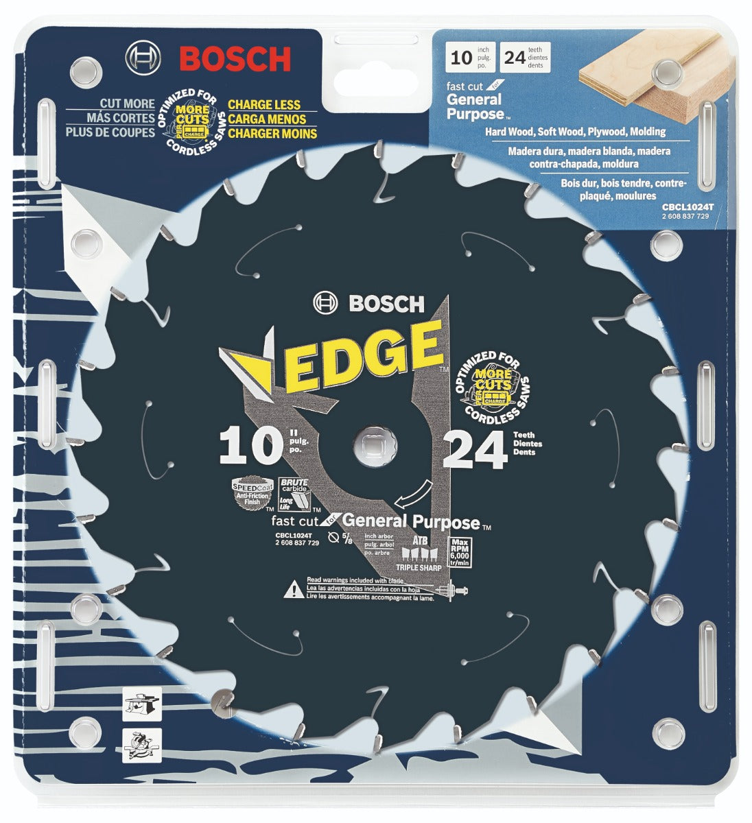 Bosch 10 in. 24 Tooth Edge Cordless Circular Saw Blade for General Purpose