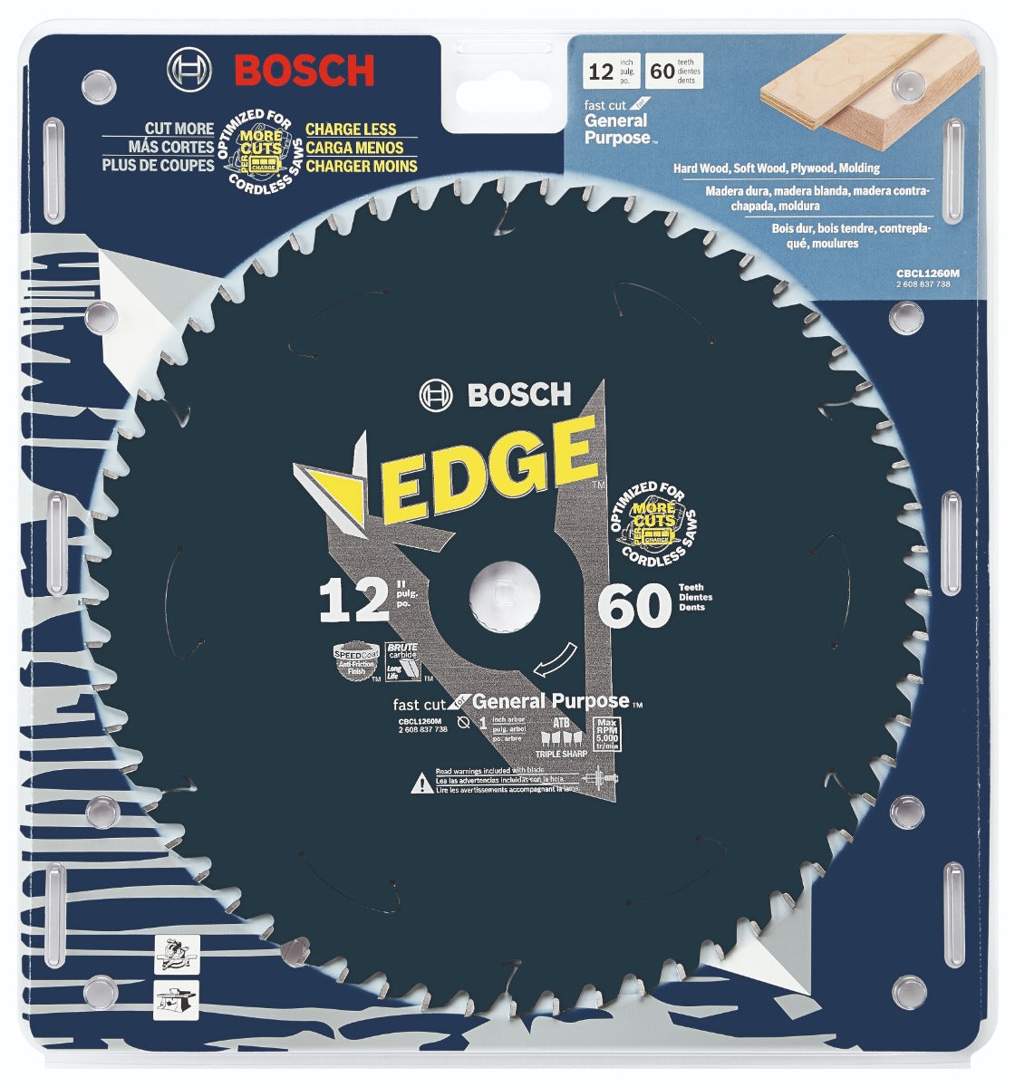 Bosch 12" 60 Tooth Edge Cordless Circular Saw Blade, GP CBCL1260M