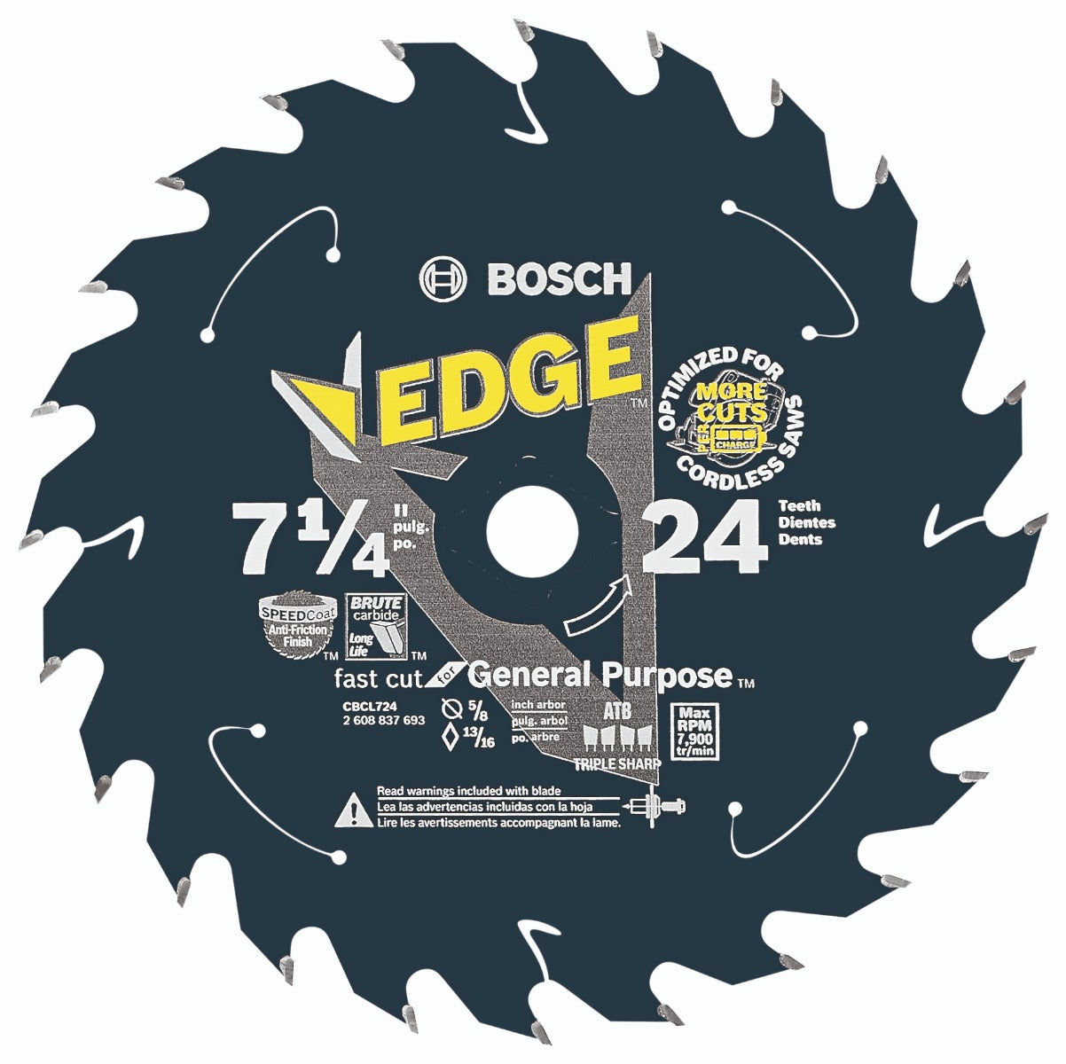 Bosch 7-1/4" 24 Tooth Edge Cordless Circular Saw Blade, GP CBCL724