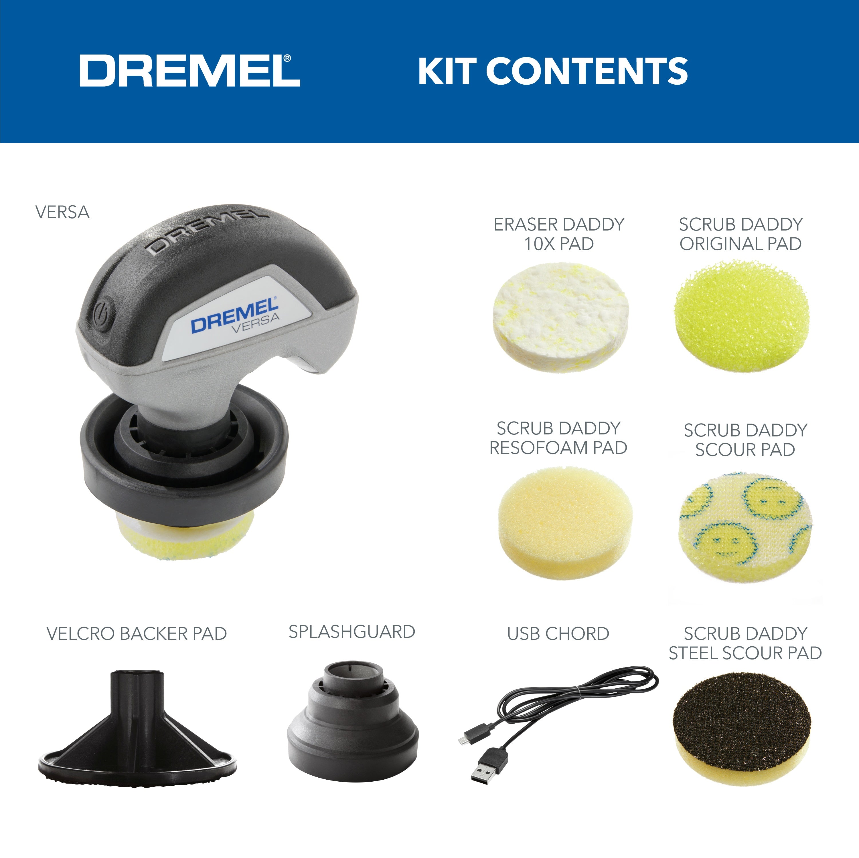 Dremel Versa Power Scrubber with Scrub Daddy Higher Performance Cleaning Pads PC10-07