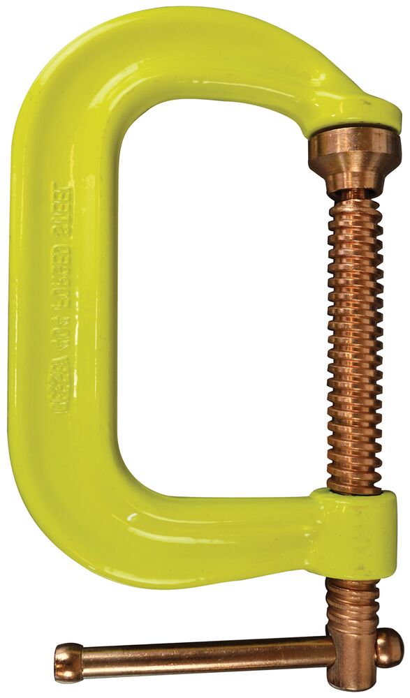 Bessey Tools 4 in. Drop Forged C-Clamp, 3-1/4 in. Throat Depth, HiVis Yellow, Copper Plated Spindle CDF404CHV