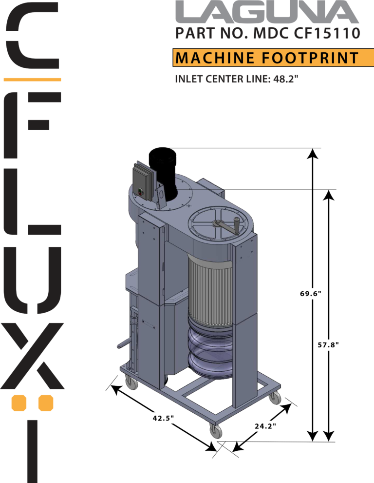 Laguna Tools Cyclone Dust Collector, 1.5 HP, 110V, C|FLUX:I MDCCF15110