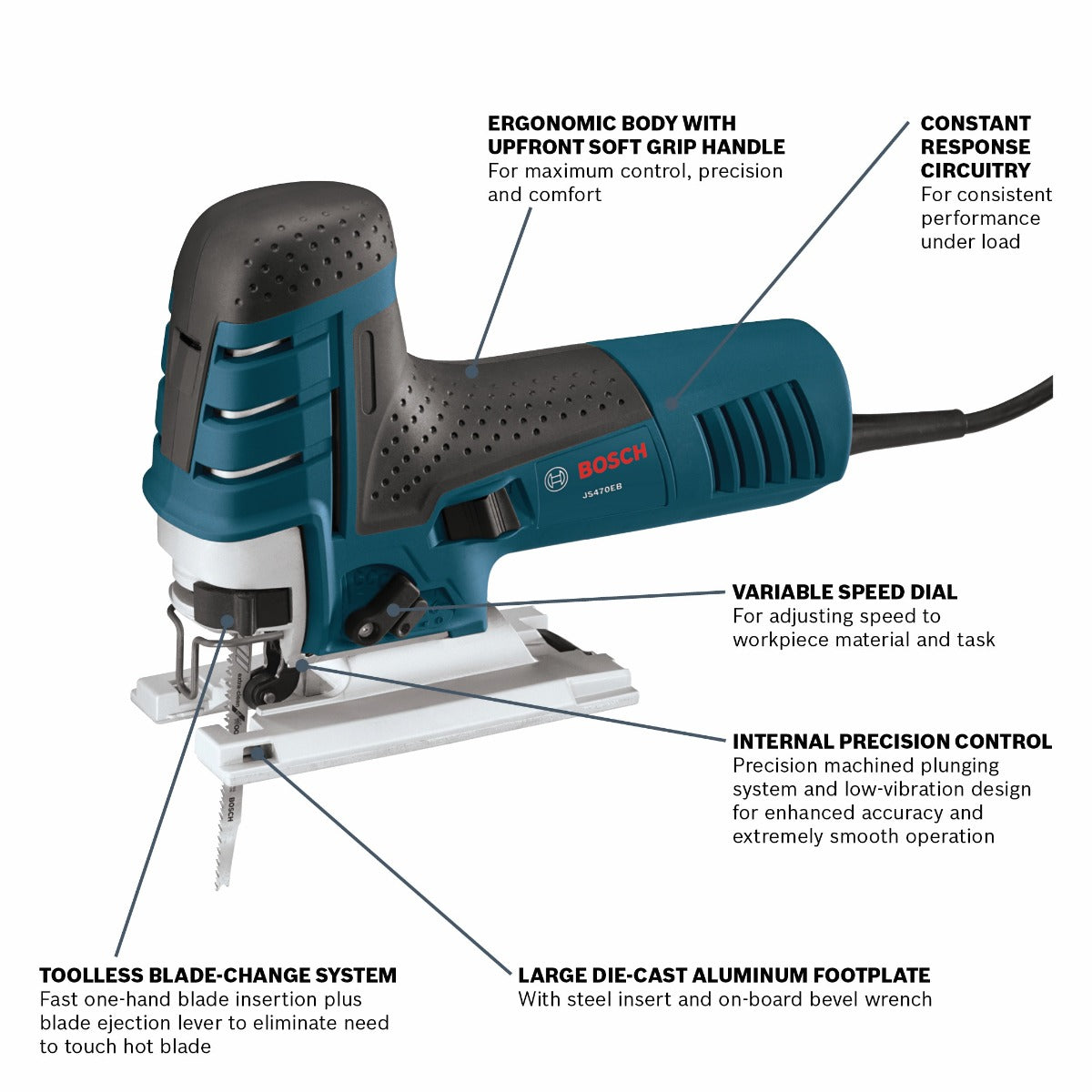 Bosch Barrel Grip Jigsaw, 7.0A JS470EB