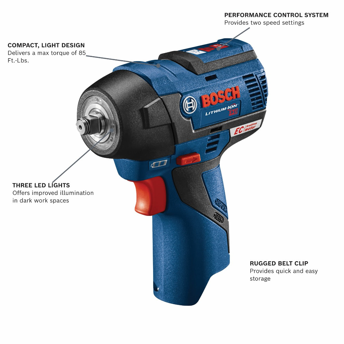Bosch 12V Max Brushless 3/8" Impact Wrench Kit w/ 2 Batteries PS82-02