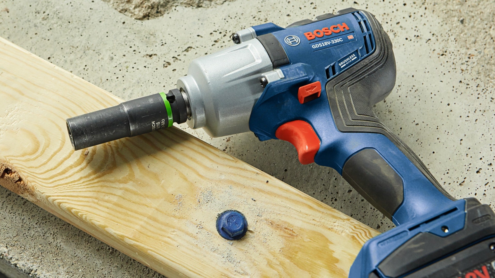 Bosch 18V 1/2" Impact Wrench Pin-Detent w/ 2 Batteries GDS18V-330PCB25