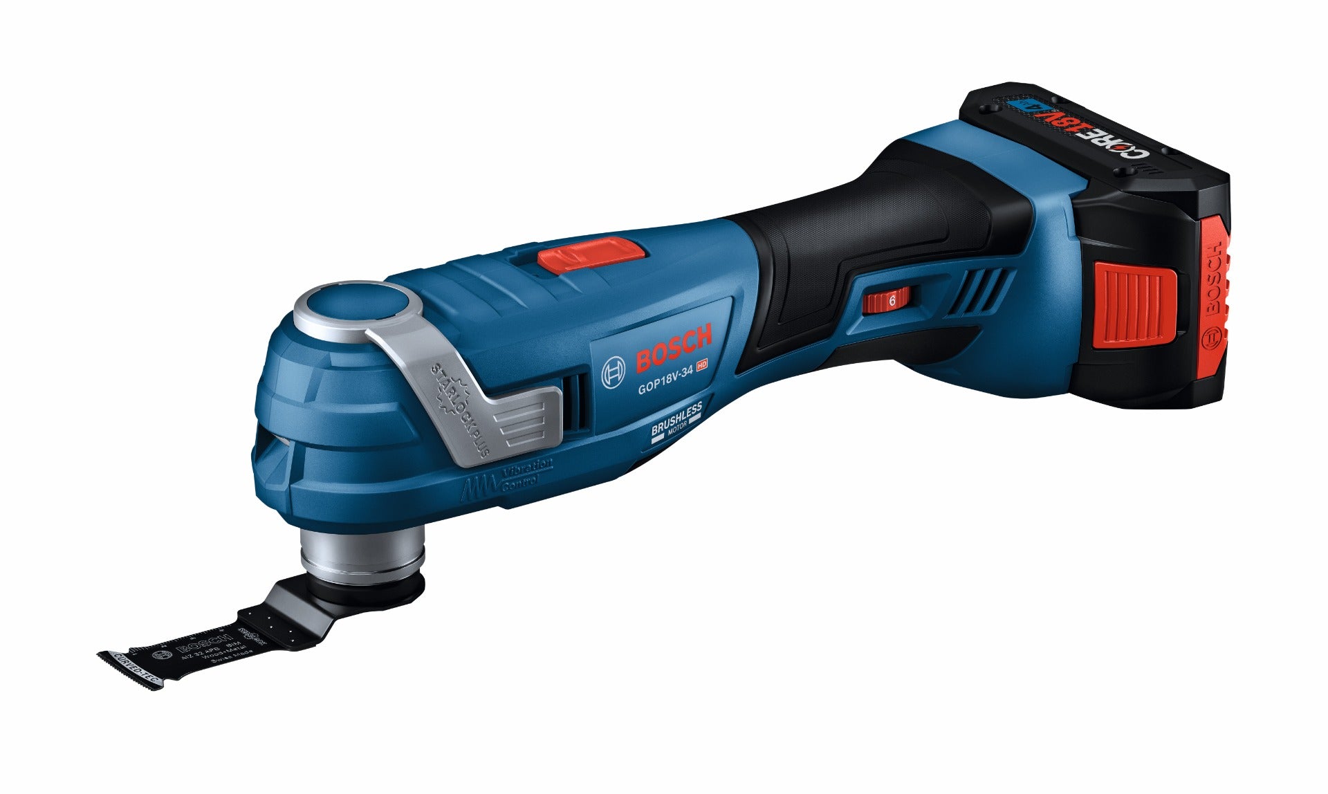 Bosch 18V Oscillating Kit w/ Adv. Battery, 3 Blades/Sanding Pads GOP18V-34B14