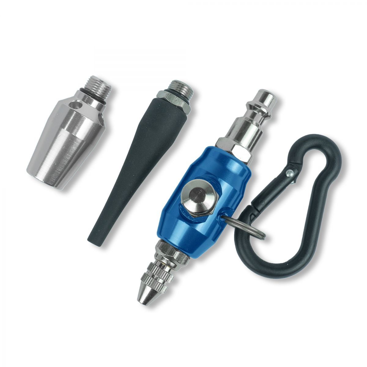 Blubird Clean Sweep Aluminum Mini Air Blow Gun Kit w/ 3 Nozzles, Rubber Tip, Push Button Activation, Belt Clip CS185-2