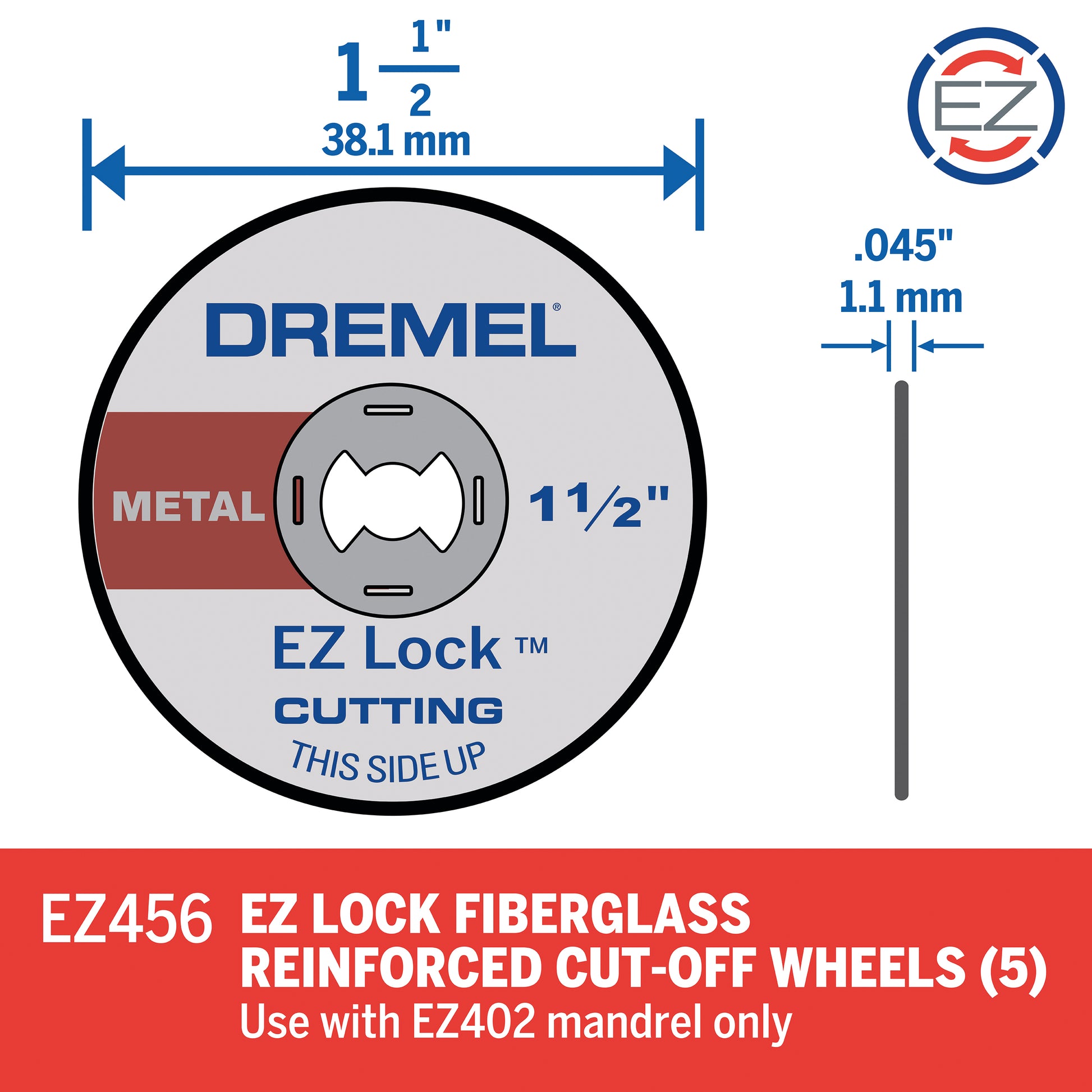 Dremel 1-1/2 in. EZ Lock Cut-Off Wheel, 5-Pack EZ456