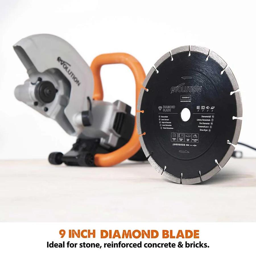 Evolution 9 in. Concrete, Stone, and Brick Cutting Diamond Blade, Segmented Edge, 7/8 in. Arbor D230SEG-CS