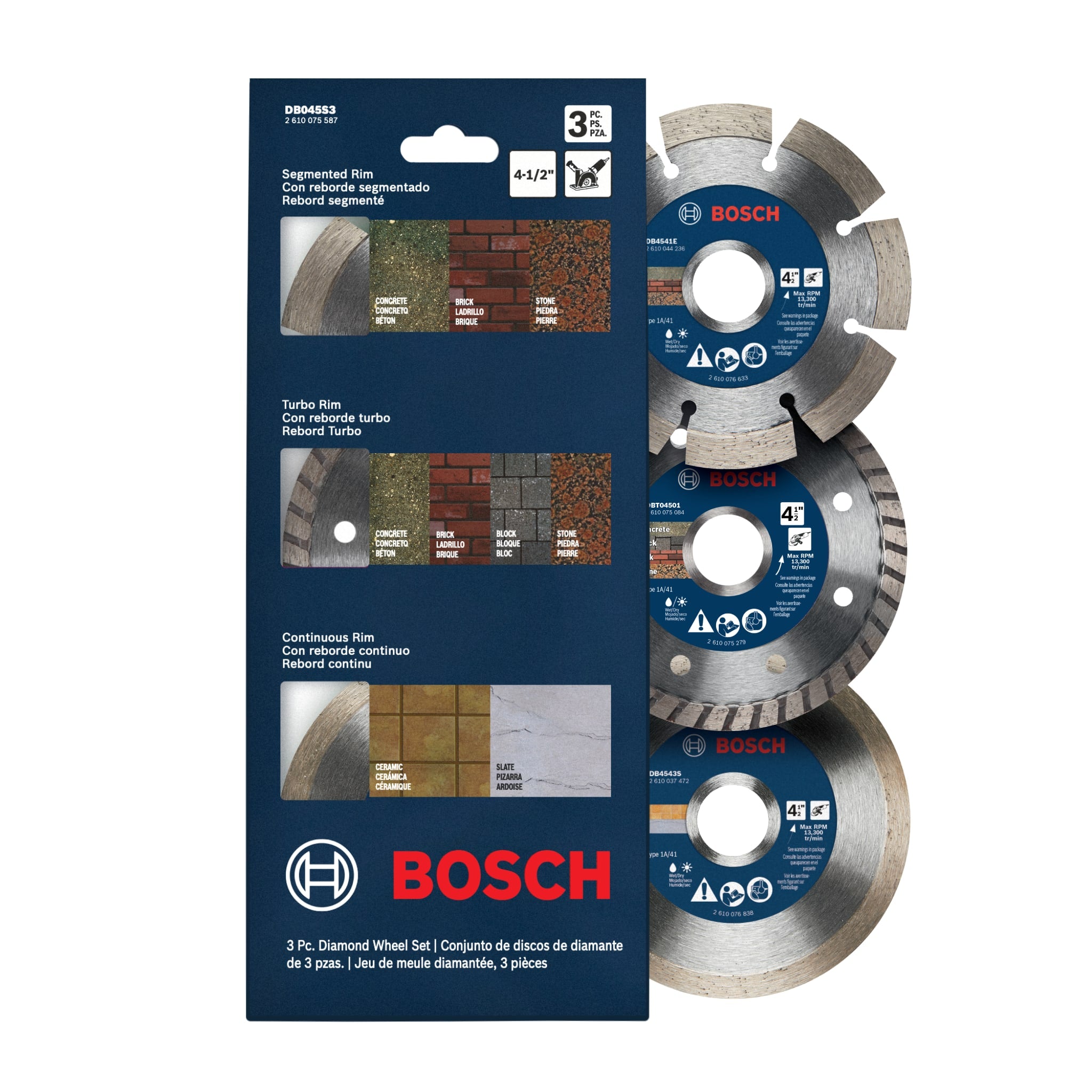 Bosch 3-Piece 4.5" Diamond Wheel Set DB045S3