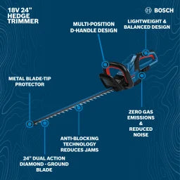 Bosch 18V 24" Cordless Hedge Trimmer (Bare Tool) GHE18V-60-2N