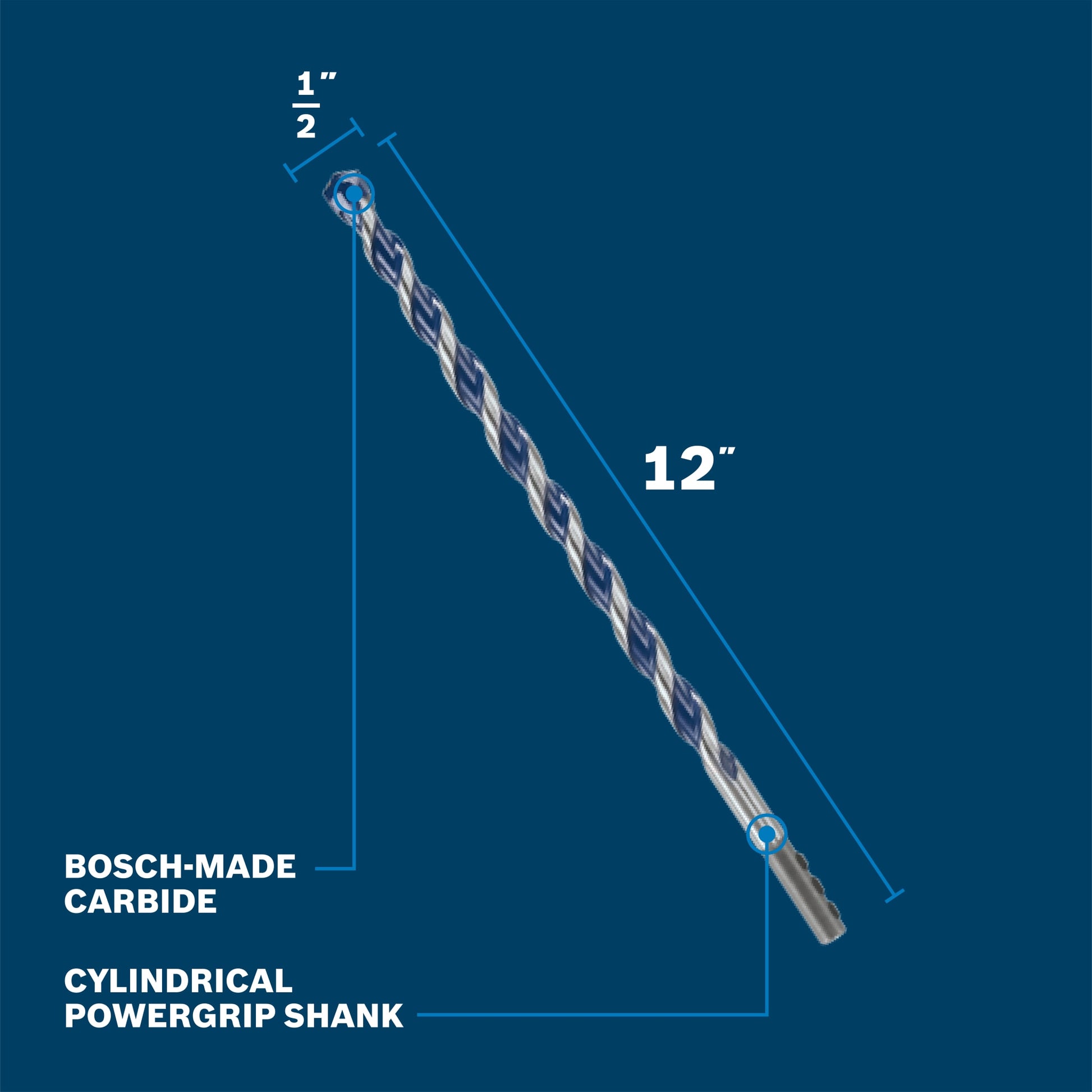 Bosch 1/2" x 12" Blue Xtreme Carbide Hammer Drill Bit BXH13