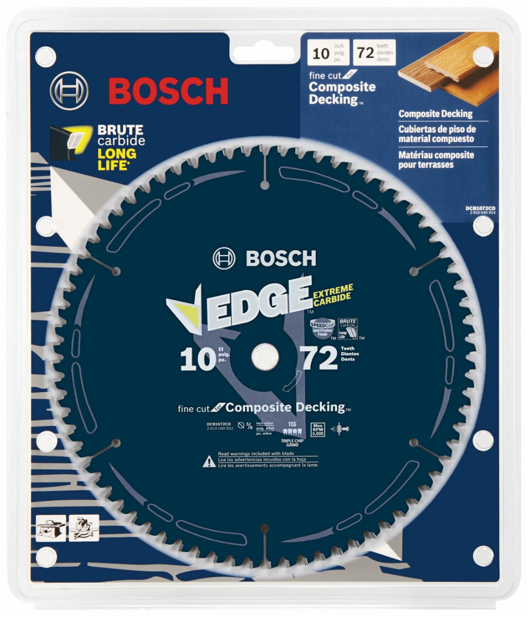 Bosch 10" 72 Tooth Edge Circular Saw Blade, Comp. Decking DCB1072CD