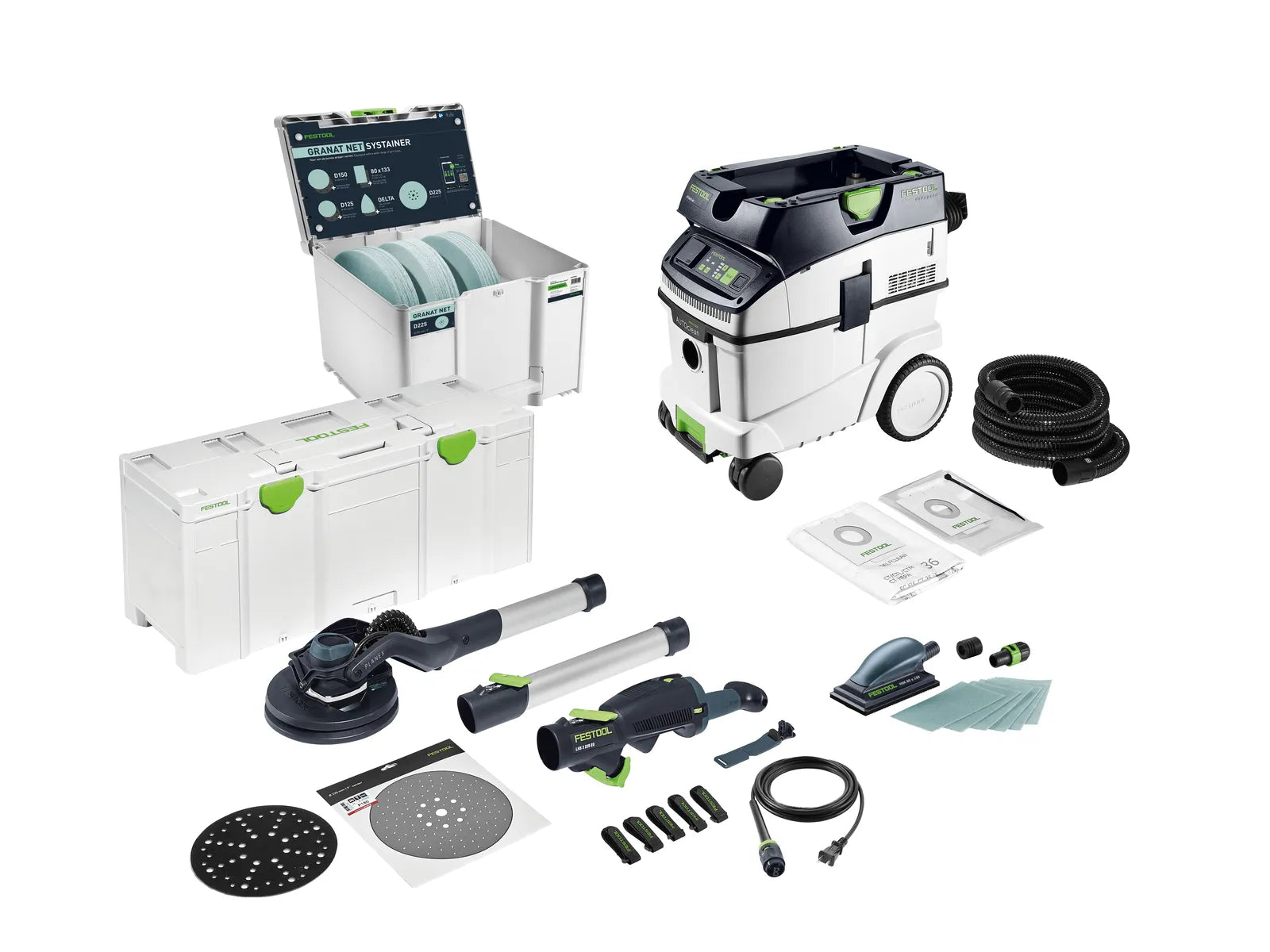 Festool 8-7/8 in. PLANEX 2 Drywall Sander Starter Set with CT 36 AC Dust Extractor, 120V 579566