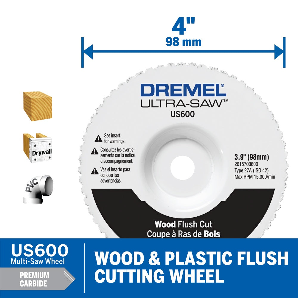 Dremel Ultra-Saw  4 in. Premium Carbide Wood and Plastic Flush Cut Wheel US600-01