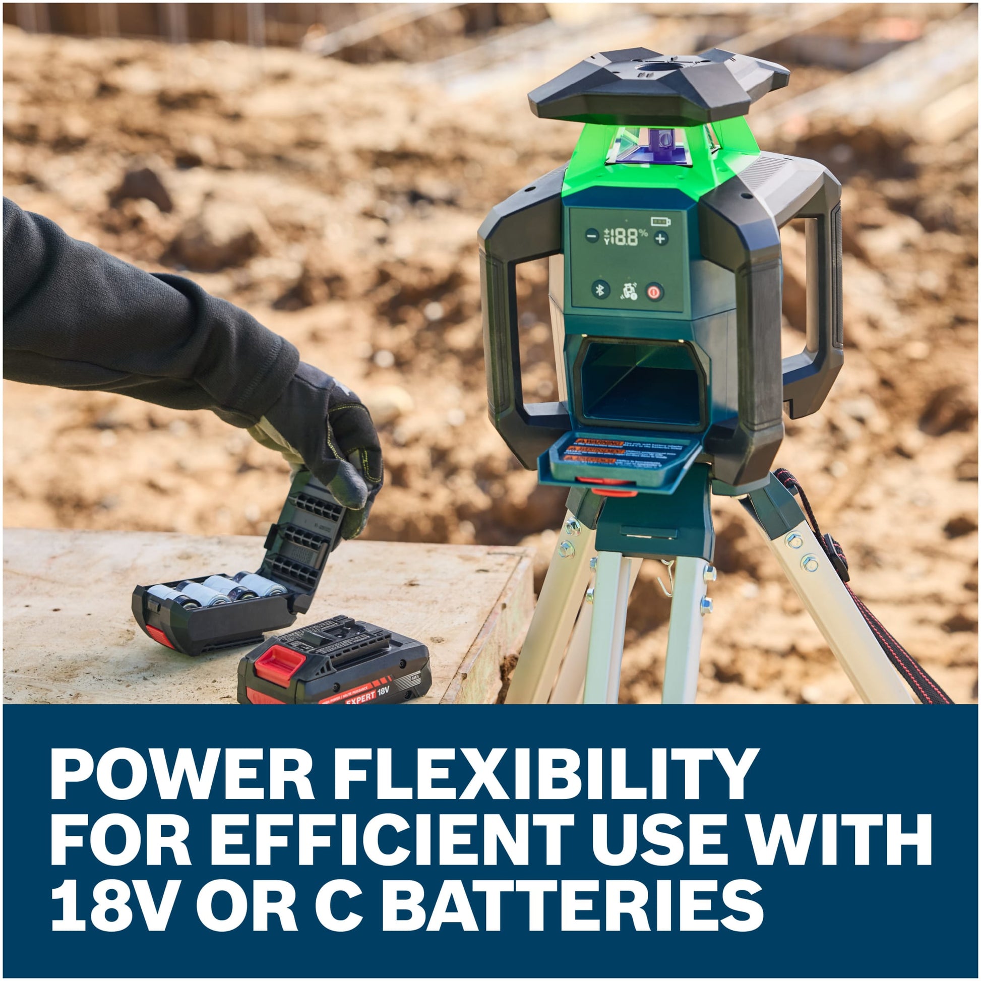 Bosch 18V Green-Beam Horizontal/Vertical Rotary Laser Kit with Carrying Case GRL18V-34K