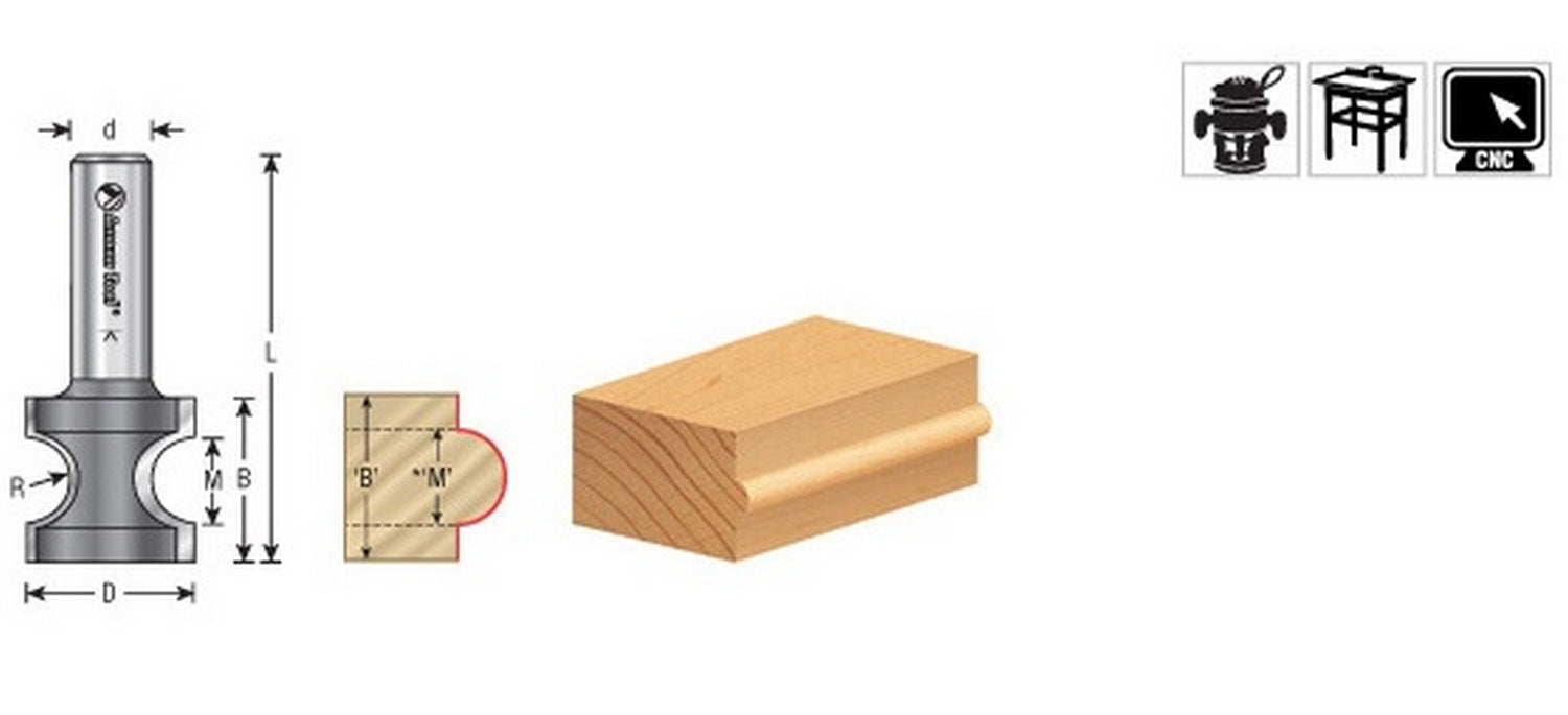 Amana Tool Bull Nose 9/64 in Rad. 1/2 in Shank 51554