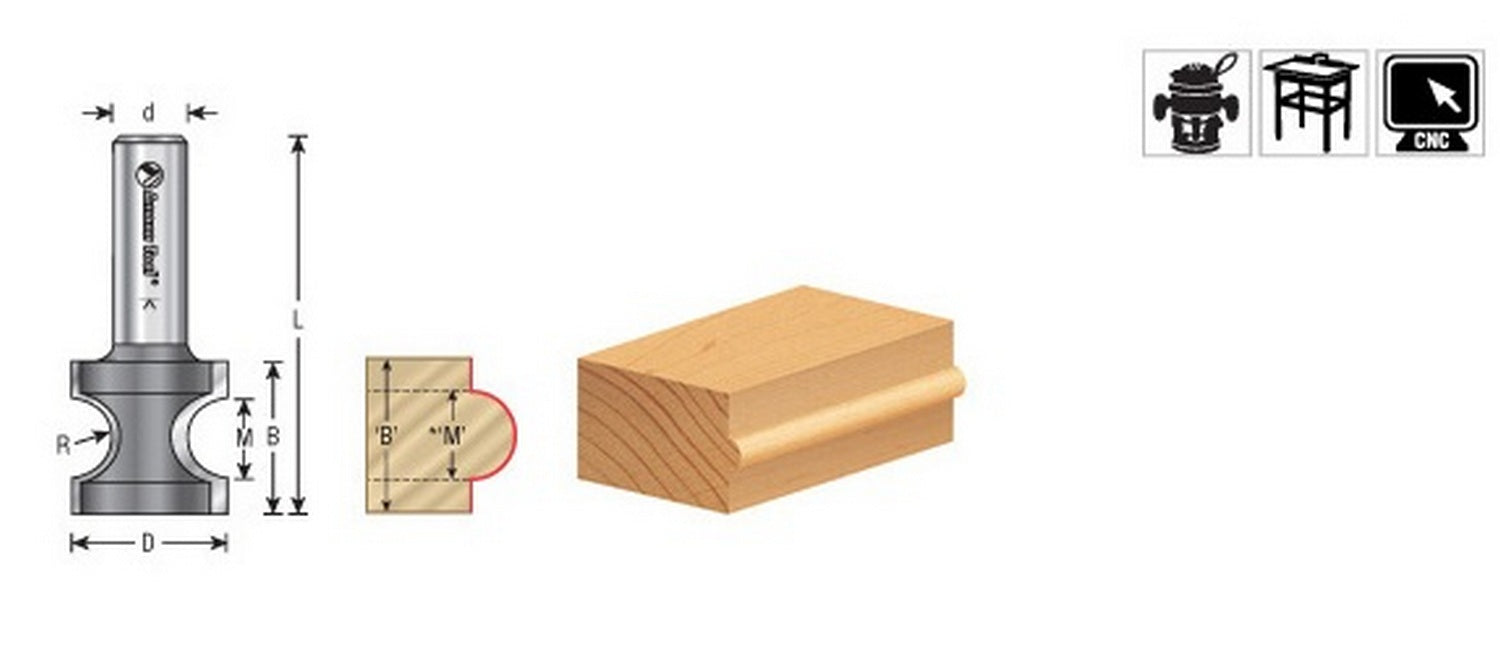 Amana Tool Bull Nose 13/64 Rad. 1/2 in Shank 51556