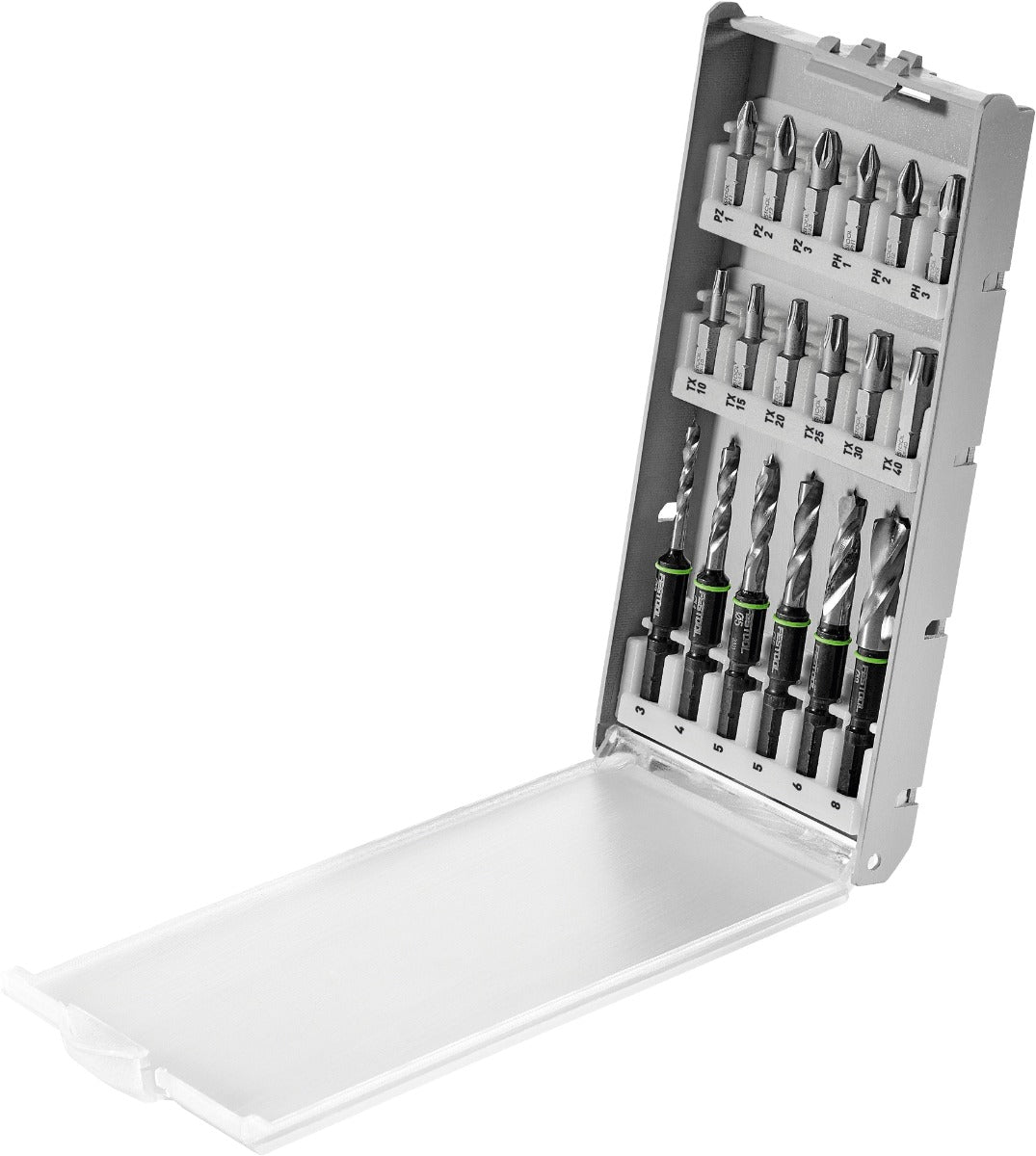 Festool 18-Piece Drill and Driver Bit Cassette BKS SYS3 D3-8 K CE/W F 577779