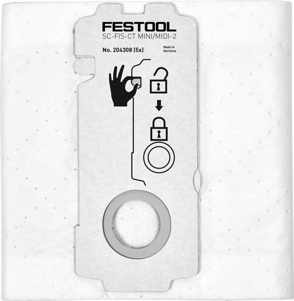 Festool SELFCLEAN Filter Bag for CT MINI/MIDI-2/CTC MIDI/CT 15, 5-Pack 204308