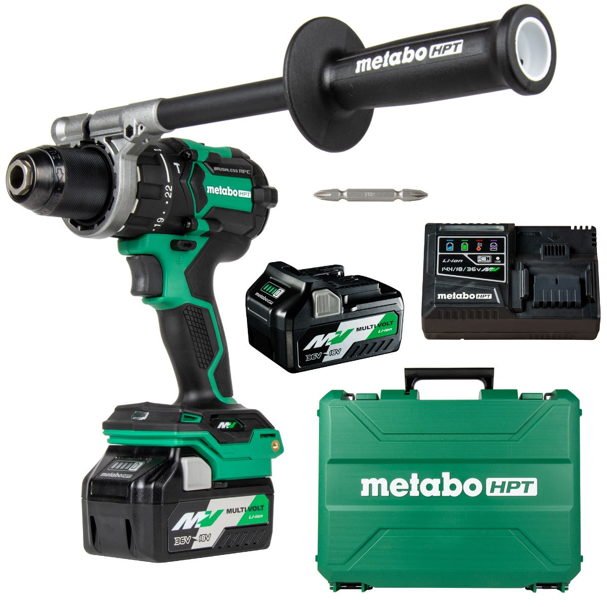 Metabo 36V MultiVolt Brushless 1/2 in. Hammer Drill with 2x 2.5Ah Batteries, Charger & Case DV36DCM