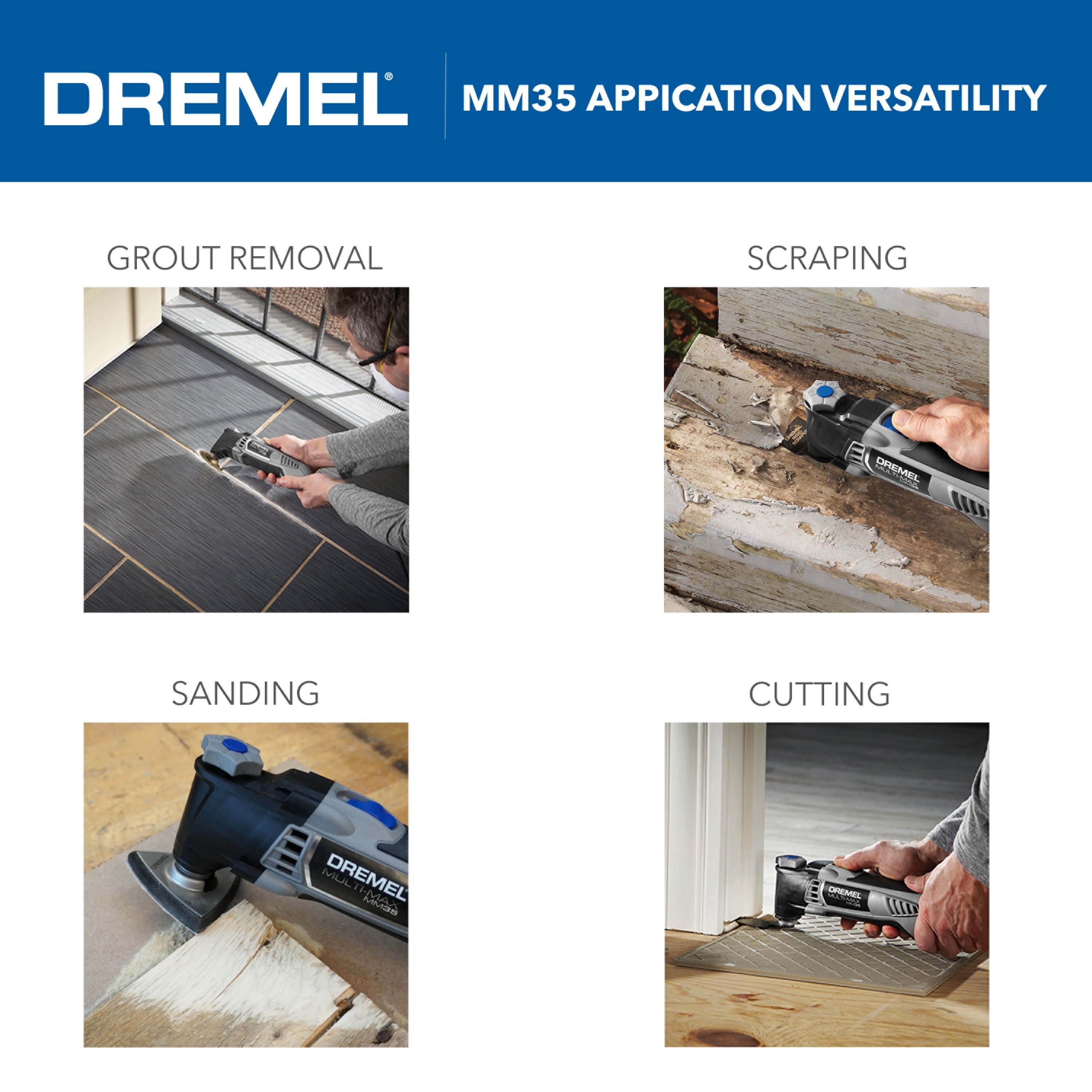 Dremel Multi-Max 3.5 Amp Variable Speed Corded Oscillating Multi-Tool Kit w/ 8 Accessories and Storage Bag MM35-02