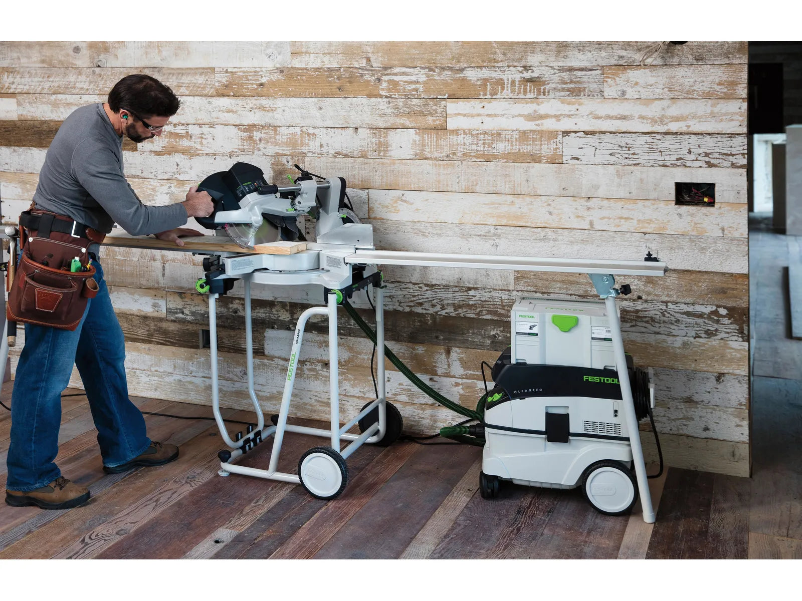 Festool KAPEX KS 120 REB 10-1/4 in. Sliding Compound Miter Saw Starter Set with UG Stand, Extensions, & Hose, 120V 579556