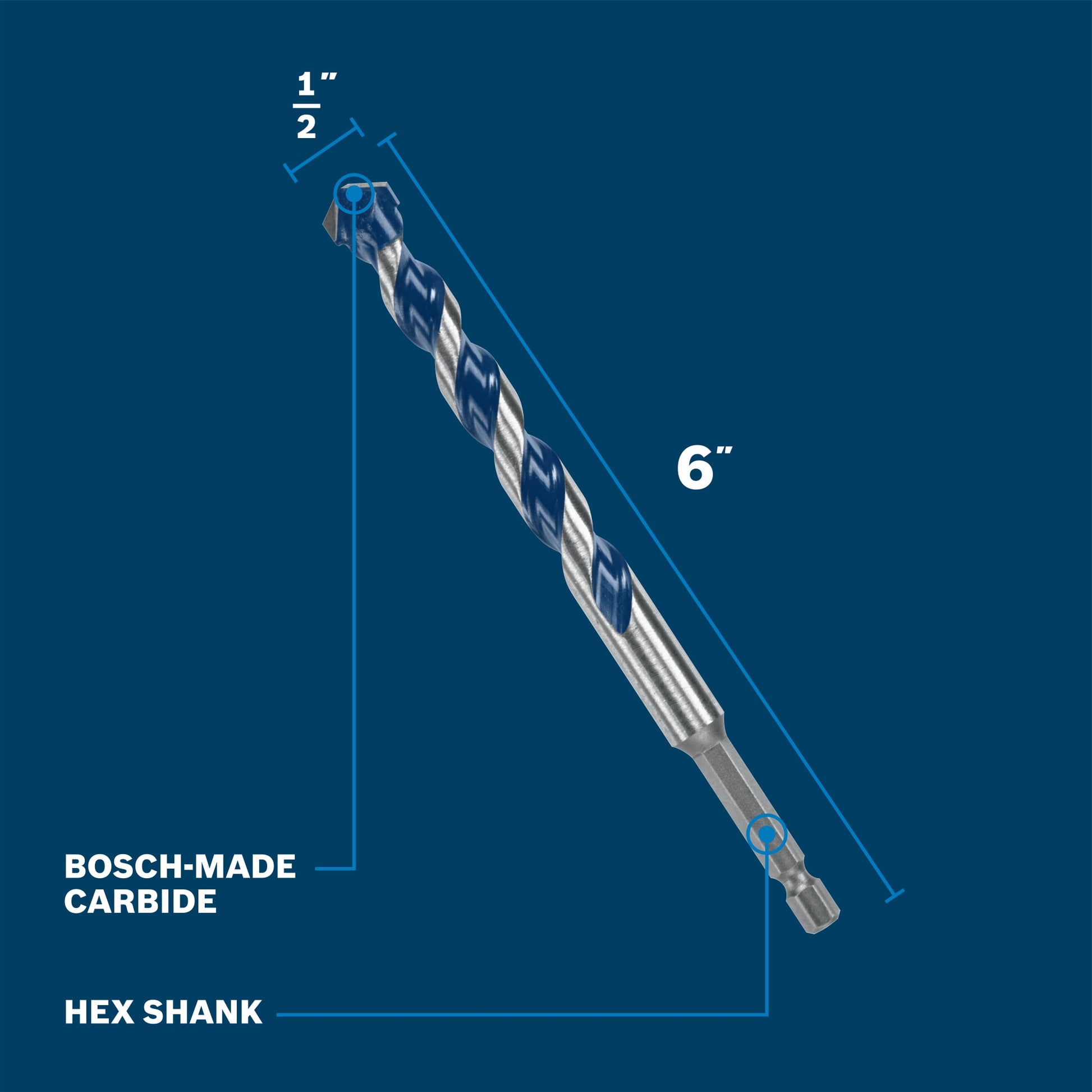 Bosch 1/2" x 6" Blue Xtreme Carbide Hammer Drill Bit BXH12