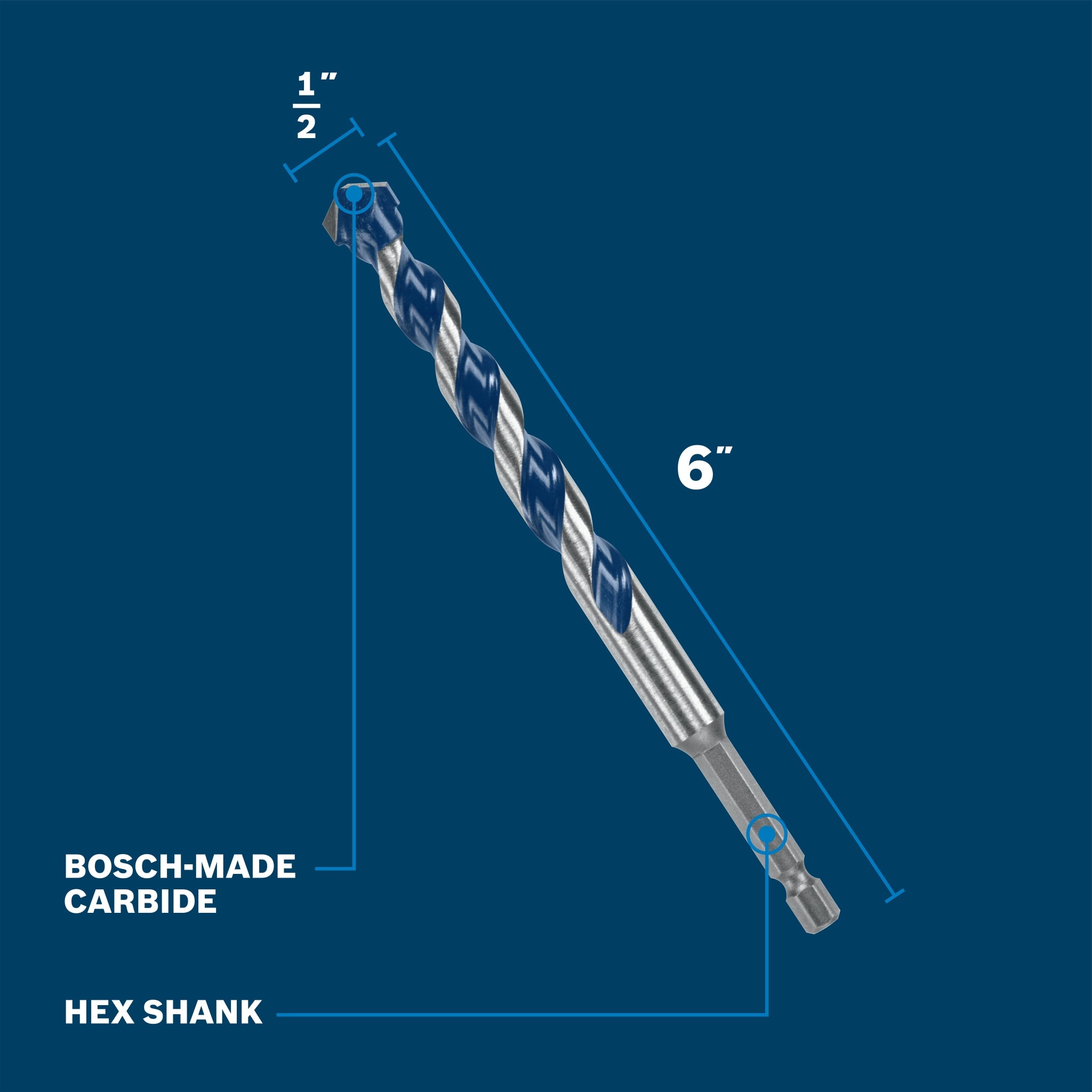 Bosch 1/2" x 6" Blue Xtreme Carbide Hammer Drill Bit BXH12