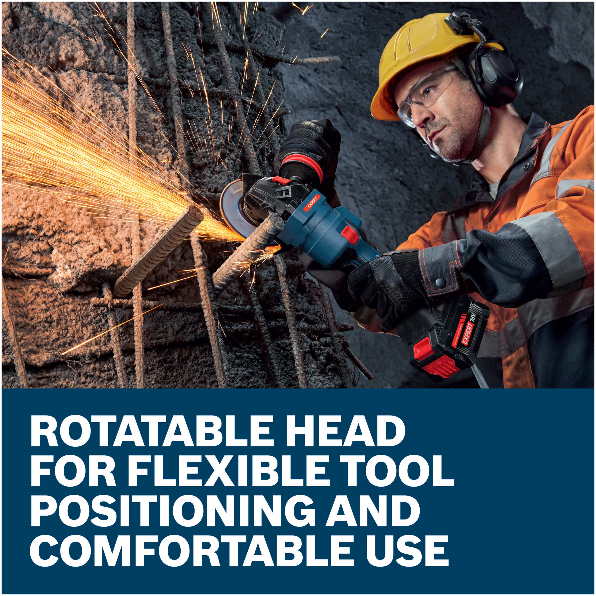 Bosch EXPERT 18V 5 - 6" Angle Grinder with No Lock-On Paddle Switch Kit 8.0 Ah Battery and Multi-Voltage Charger EXWS18V-15PSB18X