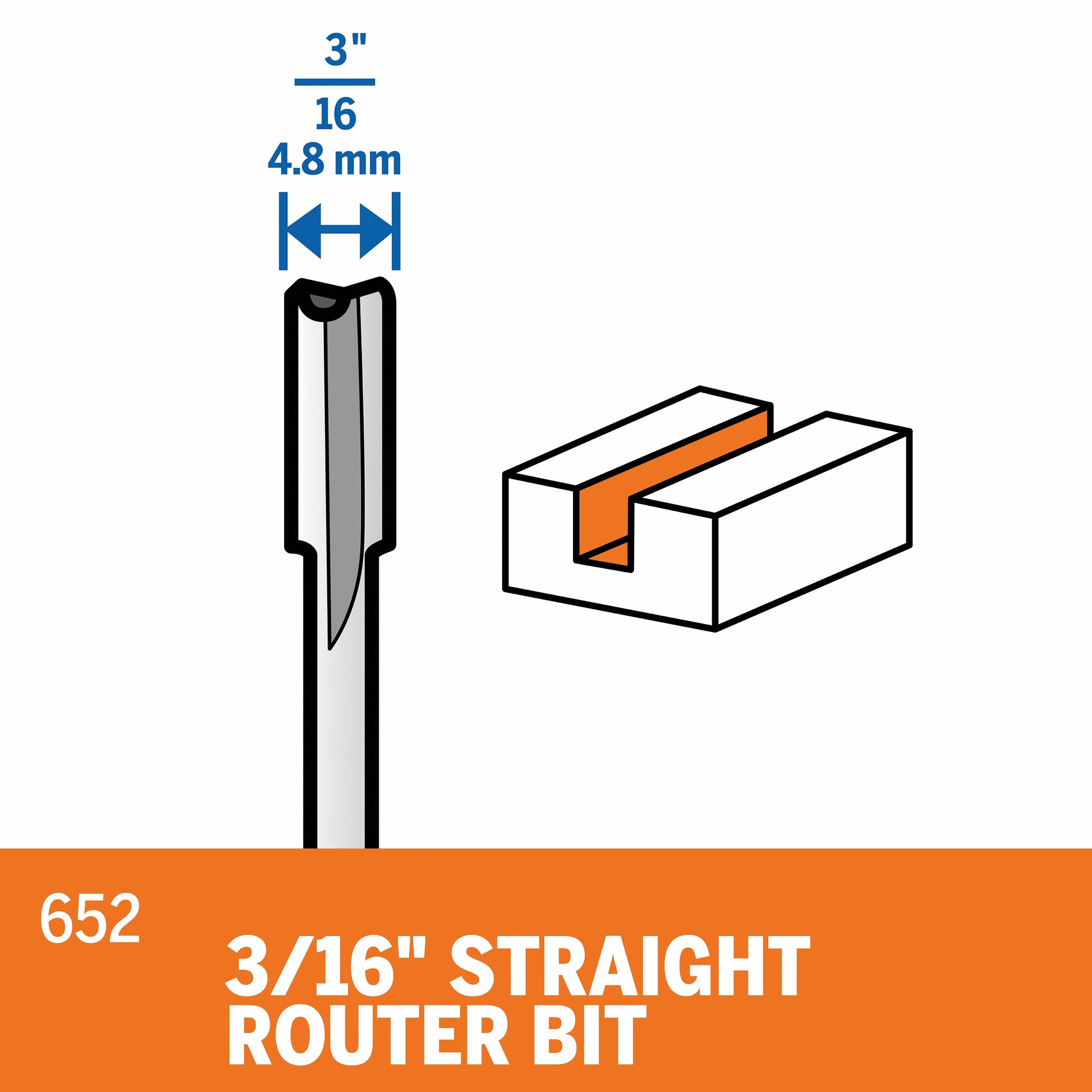 Dremel 3/16 in. Straight Router Bit 652
