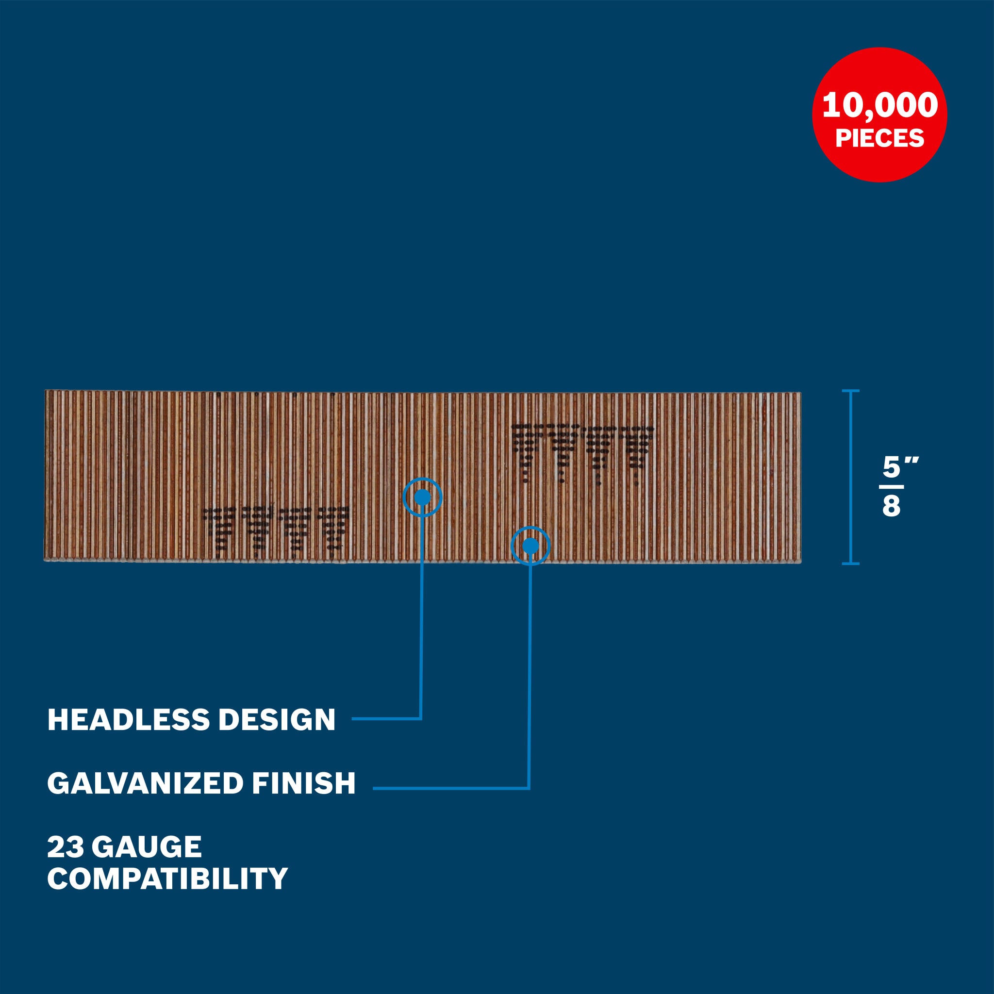 Bosch 5/8" 23-Gauge Pins Galvanized 10,000 Count GNH23G062GV