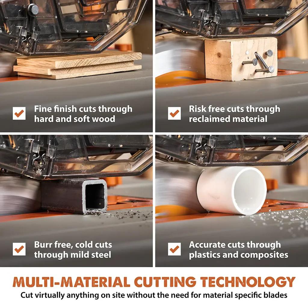 Evolution R10TBLX Multi-Material Table Saw w/ Wheeled Scissor Stand & 10 in. Blade 119-0019