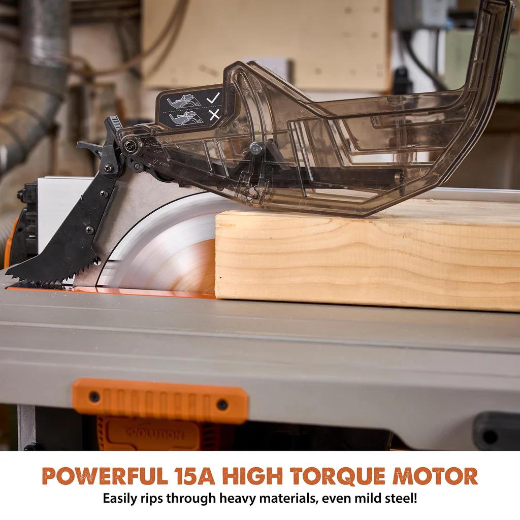 Evolution R10TBLX Multi-Material Table Saw w/ Wheeled Scissor Stand & 10 in. Blade 119-0019