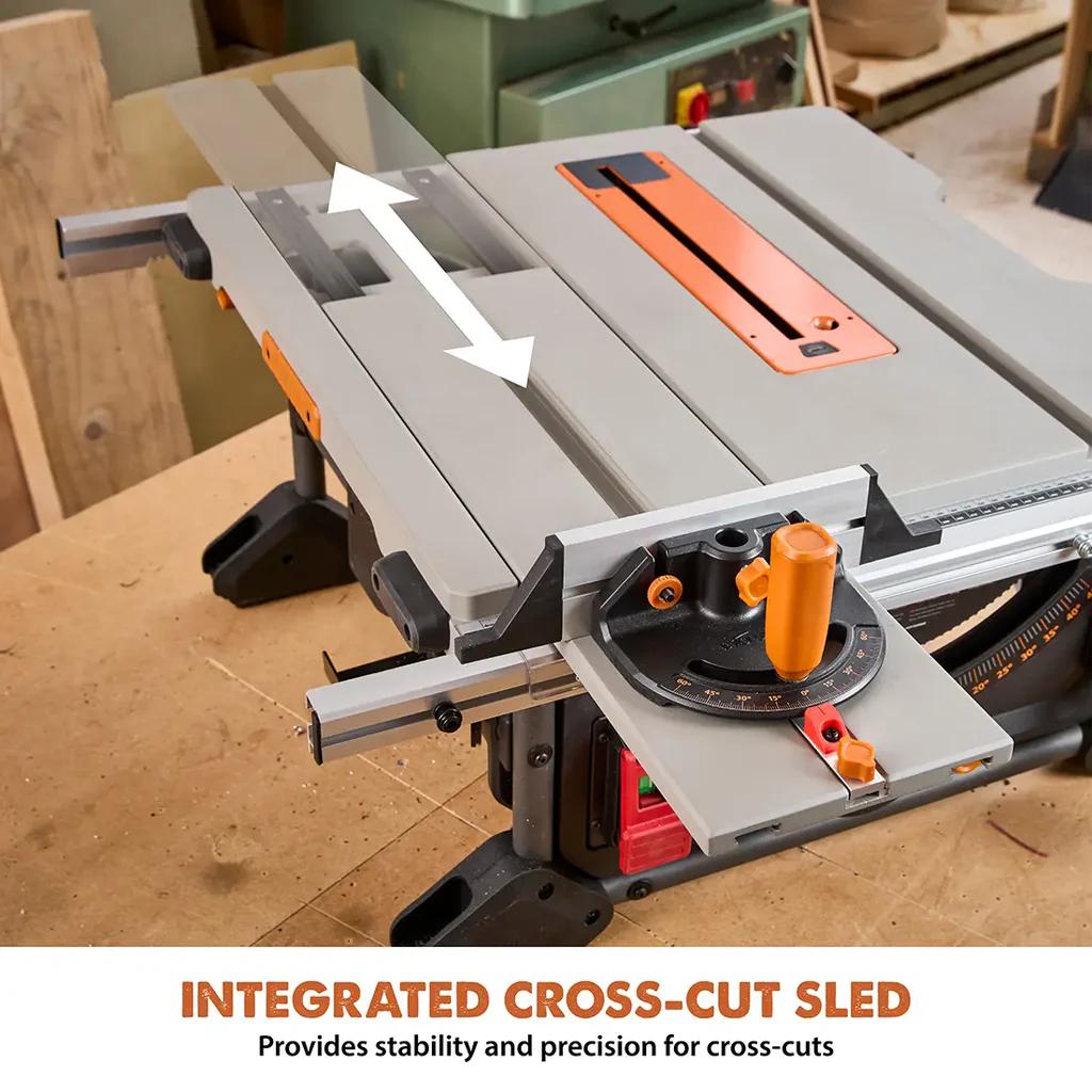 Evolution R10TBLX Multi-Material Table Saw w/ Wheeled Scissor Stand & 10 in. Blade 119-0019