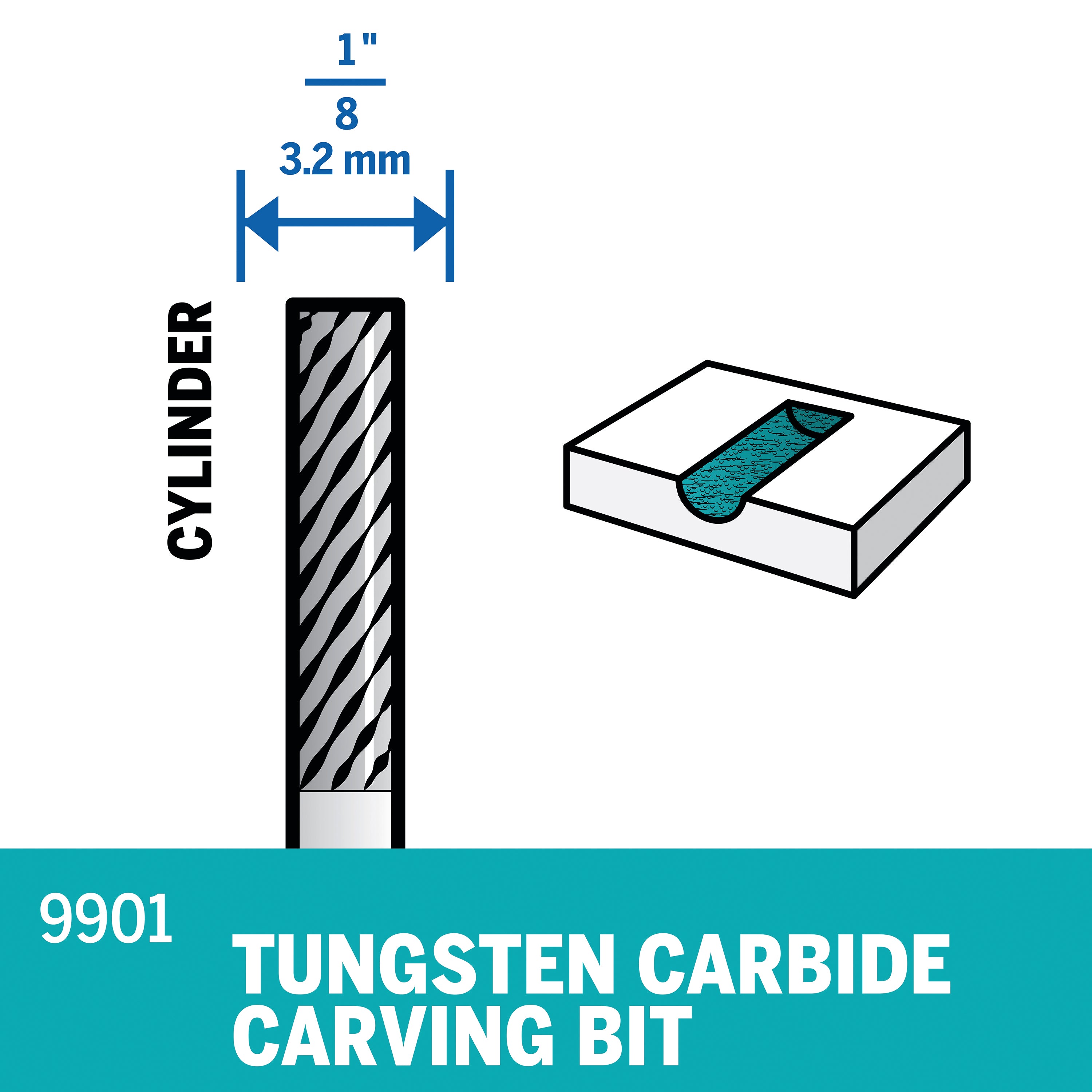 Dremel 1/8 in. Tungsten Carbide Carving Bit 9901