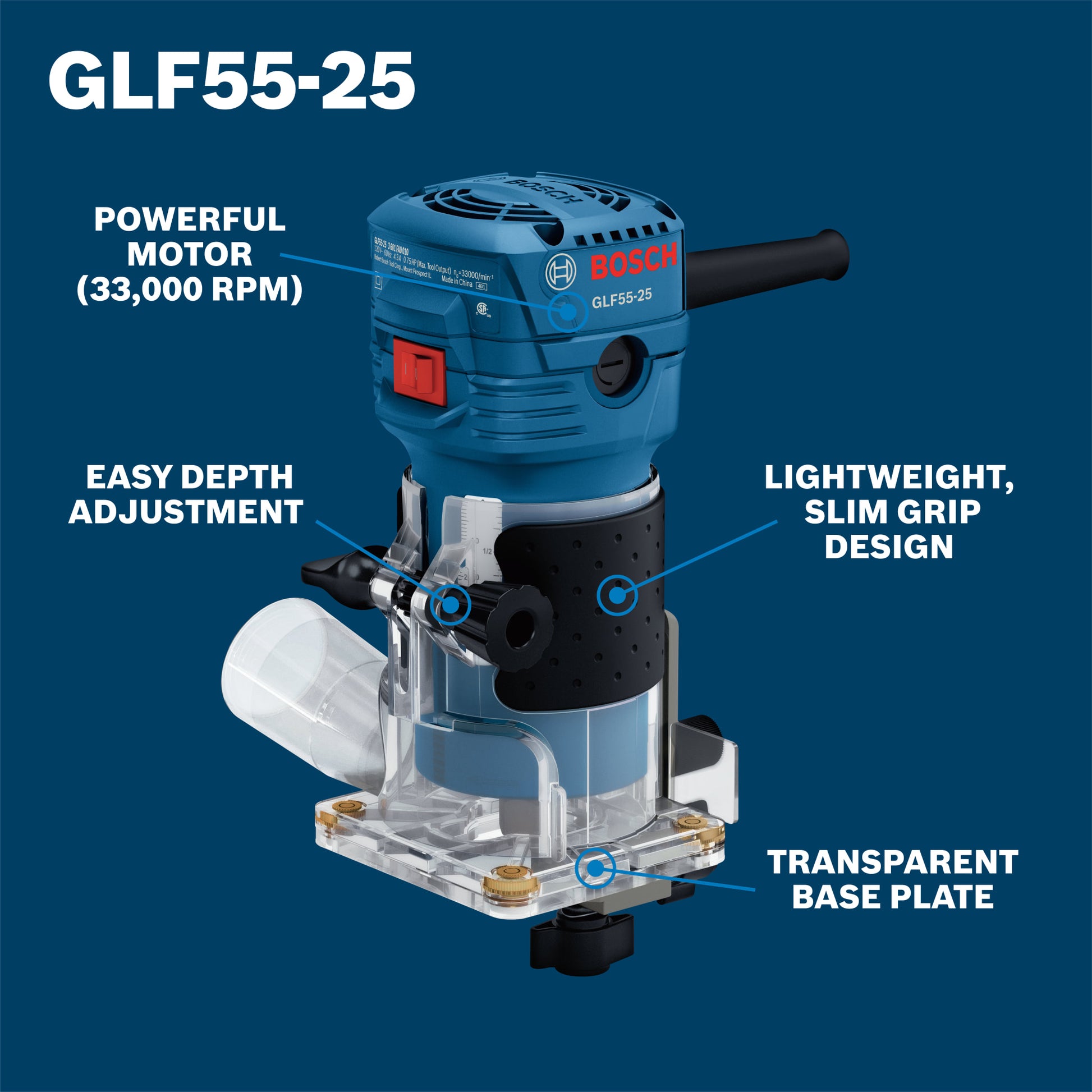 Bosch 1/4" Laminate Corded Trim Router GLF55-25